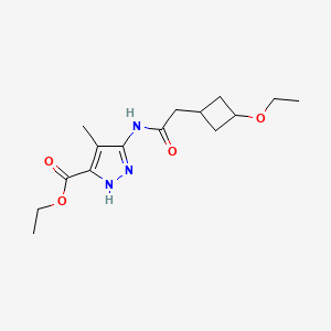 molecular formula C15H23N3O4 B7295012 ethyl 3-[[2-(3-ethoxycyclobutyl)acetyl]amino]-4-methyl-1H-pyrazole-5-carboxylate 