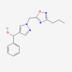 molecular formula C16H18N4O2 B7300996 Phenyl-[1-[(3-propyl-1,2,4-oxadiazol-5-yl)methyl]pyrazol-4-yl]methanol 