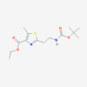 molecular formula C14H22N2O4S B7302630 Ethyl 5-methyl-2-[2-[(2-methylpropan-2-yl)oxycarbonylamino]ethyl]-1,3-thiazole-4-carboxylate 