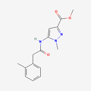 molecular formula C15H17N3O3 B7302691 Methyl 1-methyl-5-[[2-(2-methylphenyl)acetyl]amino]pyrazole-3-carboxylate 