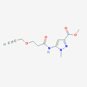 molecular formula C12H15N3O4 B7302699 Methyl 1-methyl-5-(3-prop-2-ynoxypropanoylamino)pyrazole-3-carboxylate 