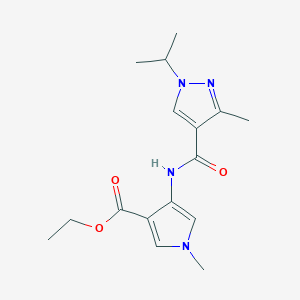 molecular formula C16H22N4O3 B7302766 Ethyl 1-methyl-4-[(3-methyl-1-propan-2-ylpyrazole-4-carbonyl)amino]pyrrole-3-carboxylate 