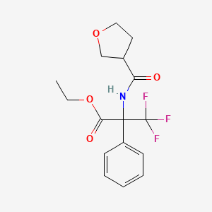 molecular formula C16H18F3NO4 B7302772 Ethyl 3,3,3-trifluoro-2-(oxolane-3-carbonylamino)-2-phenylpropanoate 