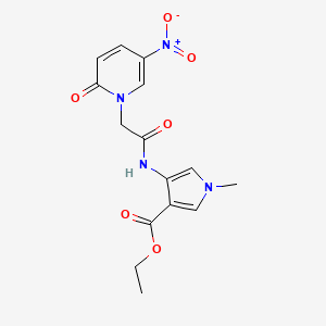 molecular formula C15H16N4O6 B7302789 Ethyl 1-methyl-4-[[2-(5-nitro-2-oxopyridin-1-yl)acetyl]amino]pyrrole-3-carboxylate 