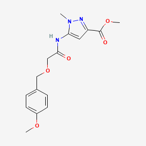 molecular formula C16H19N3O5 B7303056 Methyl 5-[[2-[(4-methoxyphenyl)methoxy]acetyl]amino]-1-methylpyrazole-3-carboxylate 