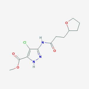 molecular formula C12H16ClN3O4 B7303075 methyl 4-chloro-3-[3-(oxolan-2-yl)propanoylamino]-1H-pyrazole-5-carboxylate 