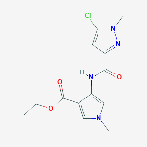 molecular formula C13H15ClN4O3 B7303282 Ethyl 4-[(5-chloro-1-methylpyrazole-3-carbonyl)amino]-1-methylpyrrole-3-carboxylate 