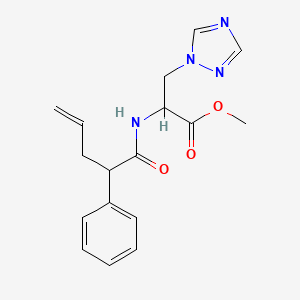 molecular formula C17H20N4O3 B7303296 Methyl 2-(2-phenylpent-4-enoylamino)-3-(1,2,4-triazol-1-yl)propanoate 