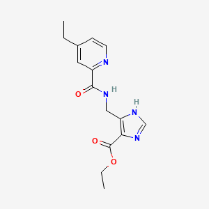 molecular formula C15H18N4O3 B7303326 ethyl 5-[[(4-ethylpyridine-2-carbonyl)amino]methyl]-1H-imidazole-4-carboxylate 