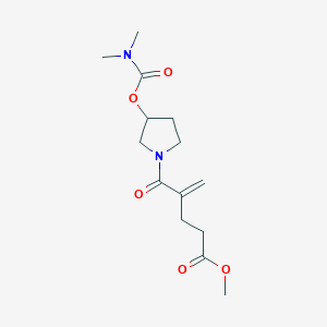 molecular formula C14H22N2O5 B7303798 Methyl 4-[3-(dimethylcarbamoyloxy)pyrrolidine-1-carbonyl]pent-4-enoate 