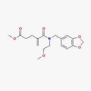 molecular formula C18H23NO6 B7303802 Methyl 4-[1,3-benzodioxol-5-ylmethyl(2-methoxyethyl)carbamoyl]pent-4-enoate 