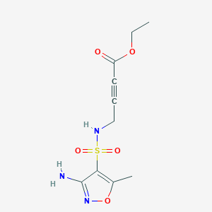 molecular formula C10H13N3O5S B7304035 Ethyl 4-[(3-amino-5-methyl-1,2-oxazol-4-yl)sulfonylamino]but-2-ynoate 