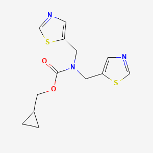 molecular formula C13H15N3O2S2 B7304170 cyclopropylmethyl N,N-bis(1,3-thiazol-5-ylmethyl)carbamate 