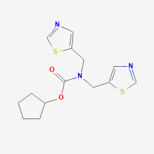 molecular formula C14H17N3O2S2 B7304177 cyclopentyl N,N-bis(1,3-thiazol-5-ylmethyl)carbamate 