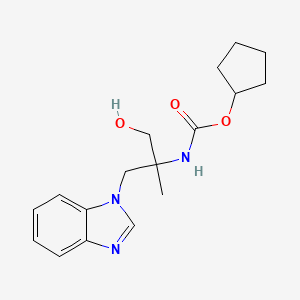 molecular formula C17H23N3O3 B7304394 cyclopentyl N-[1-(benzimidazol-1-yl)-3-hydroxy-2-methylpropan-2-yl]carbamate 