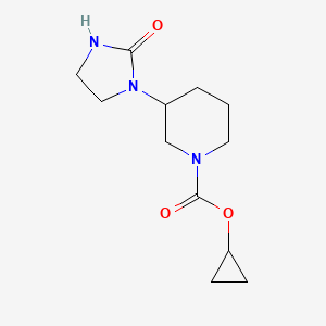 molecular formula C12H19N3O3 B7304544 Cyclopropyl 3-(2-oxoimidazolidin-1-yl)piperidine-1-carboxylate 