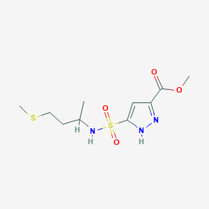 molecular formula C10H17N3O4S2 B7304603 methyl 5-(4-methylsulfanylbutan-2-ylsulfamoyl)-1H-pyrazole-3-carboxylate 