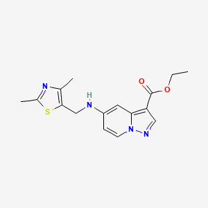 molecular formula C16H18N4O2S B7304728 Ethyl 5-[(2,4-dimethyl-1,3-thiazol-5-yl)methylamino]pyrazolo[1,5-a]pyridine-3-carboxylate 