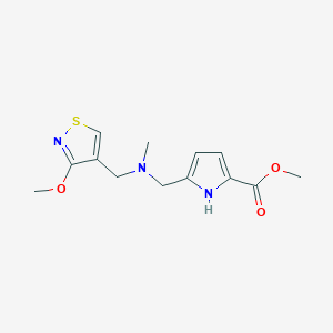 molecular formula C13H17N3O3S B7304766 methyl 5-[[(3-methoxy-1,2-thiazol-4-yl)methyl-methylamino]methyl]-1H-pyrrole-2-carboxylate 