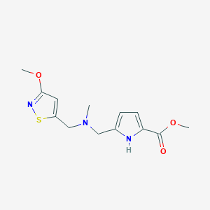 molecular formula C13H17N3O3S B7304783 methyl 5-[[(3-methoxy-1,2-thiazol-5-yl)methyl-methylamino]methyl]-1H-pyrrole-2-carboxylate 