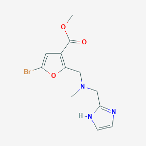 molecular formula C12H14BrN3O3 B7305132 methyl 5-bromo-2-[[1H-imidazol-2-ylmethyl(methyl)amino]methyl]furan-3-carboxylate 