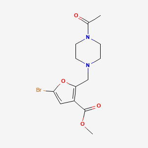 molecular formula C13H17BrN2O4 B7305137 Methyl 2-[(4-acetylpiperazin-1-yl)methyl]-5-bromofuran-3-carboxylate 