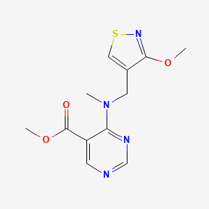 molecular formula C12H14N4O3S B7305275 Methyl 4-[(3-methoxy-1,2-thiazol-4-yl)methyl-methylamino]pyrimidine-5-carboxylate 