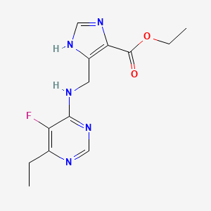 molecular formula C13H16FN5O2 B7305304 ethyl 5-[[(6-ethyl-5-fluoropyrimidin-4-yl)amino]methyl]-1H-imidazole-4-carboxylate 