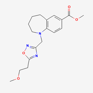 molecular formula C18H23N3O4 B7306070 Methyl 1-[[5-(2-methoxyethyl)-1,2,4-oxadiazol-3-yl]methyl]-2,3,4,5-tetrahydro-1-benzazepine-7-carboxylate 