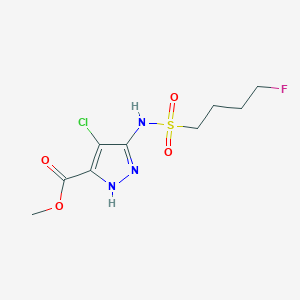 molecular formula C9H13ClFN3O4S B7306428 methyl 4-chloro-3-(4-fluorobutylsulfonylamino)-1H-pyrazole-5-carboxylate 