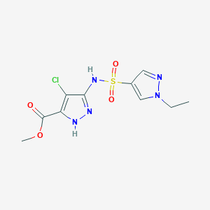 molecular formula C10H12ClN5O4S B7306443 methyl 4-chloro-3-[(1-ethylpyrazol-4-yl)sulfonylamino]-1H-pyrazole-5-carboxylate 