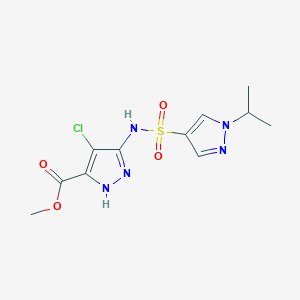 molecular formula C11H14ClN5O4S B7306457 methyl 4-chloro-3-[(1-propan-2-ylpyrazol-4-yl)sulfonylamino]-1H-pyrazole-5-carboxylate 