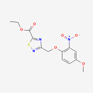 molecular formula C13H13N3O6S B7306822 Ethyl 3-[(4-methoxy-2-nitrophenoxy)methyl]-1,2,4-thiadiazole-5-carboxylate 