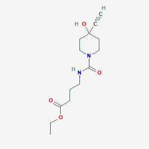 molecular formula C14H22N2O4 B7307152 Ethyl 4-[(4-ethynyl-4-hydroxypiperidine-1-carbonyl)amino]butanoate 