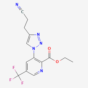 molecular formula C14H12F3N5O2 B7307283 Ethyl 3-[4-(2-cyanoethyl)triazol-1-yl]-5-(trifluoromethyl)pyridine-2-carboxylate 