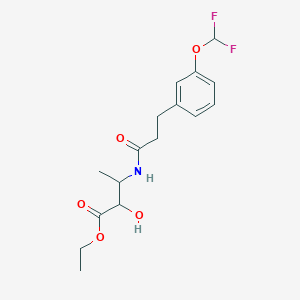 molecular formula C16H21F2NO5 B7307825 Ethyl 3-[3-[3-(difluoromethoxy)phenyl]propanoylamino]-2-hydroxybutanoate 