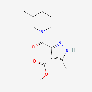 molecular formula C13H19N3O3 B7308101 methyl 5-methyl-3-(3-methylpiperidine-1-carbonyl)-1H-pyrazole-4-carboxylate 