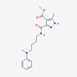 molecular formula C18H24N4O3 B7308112 methyl 5-methyl-3-[4-(N-methylanilino)butylcarbamoyl]-1H-pyrazole-4-carboxylate 