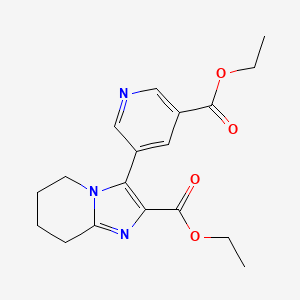 molecular formula C18H21N3O4 B7308224 Ethyl 3-(5-ethoxycarbonylpyridin-3-yl)-5,6,7,8-tetrahydroimidazo[1,2-a]pyridine-2-carboxylate 