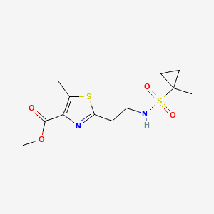 molecular formula C12H18N2O4S2 B7308461 Methyl 5-methyl-2-[2-[(1-methylcyclopropyl)sulfonylamino]ethyl]-1,3-thiazole-4-carboxylate 