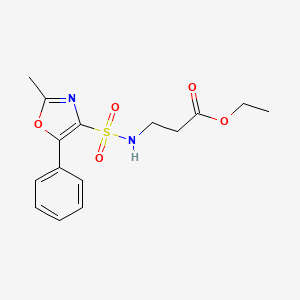 molecular formula C15H18N2O5S B7308484 Ethyl 3-[(2-methyl-5-phenyl-1,3-oxazol-4-yl)sulfonylamino]propanoate 