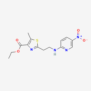 molecular formula C14H16N4O4S B7308702 Ethyl 5-methyl-2-[2-[(5-nitropyridin-2-yl)amino]ethyl]-1,3-thiazole-4-carboxylate 