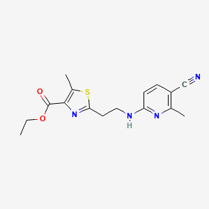 molecular formula C16H18N4O2S B7308713 Ethyl 2-[2-[(5-cyano-6-methylpyridin-2-yl)amino]ethyl]-5-methyl-1,3-thiazole-4-carboxylate 