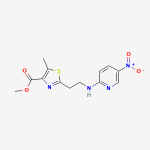 molecular formula C13H14N4O4S B7308836 Methyl 5-methyl-2-[2-[(5-nitropyridin-2-yl)amino]ethyl]-1,3-thiazole-4-carboxylate 