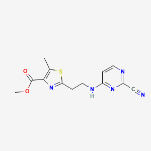 molecular formula C13H13N5O2S B7308843 Methyl 2-[2-[(2-cyanopyrimidin-4-yl)amino]ethyl]-5-methyl-1,3-thiazole-4-carboxylate 