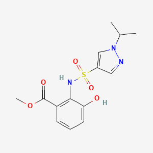 molecular formula C14H17N3O5S B7308997 Methyl 3-hydroxy-2-[(1-propan-2-ylpyrazol-4-yl)sulfonylamino]benzoate 