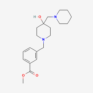 molecular formula C20H30N2O3 B7309292 Methyl 3-[[4-hydroxy-4-(piperidin-1-ylmethyl)piperidin-1-yl]methyl]benzoate 