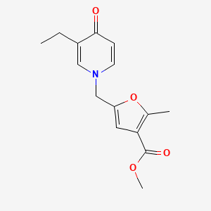 molecular formula C15H17NO4 B7309427 Methyl 5-[(3-ethyl-4-oxopyridin-1-yl)methyl]-2-methylfuran-3-carboxylate 