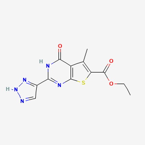 molecular formula C12H11N5O3S B7309477 ethyl 5-methyl-4-oxo-2-(2H-triazol-4-yl)-3H-thieno[2,3-d]pyrimidine-6-carboxylate 