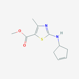 molecular formula C11H14N2O2S B7309760 Methyl 2-(cyclopent-3-en-1-ylamino)-4-methyl-1,3-thiazole-5-carboxylate 